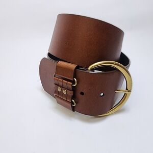 Vintage Jimmy Z Wide Women's Brown Leather Belt EUC